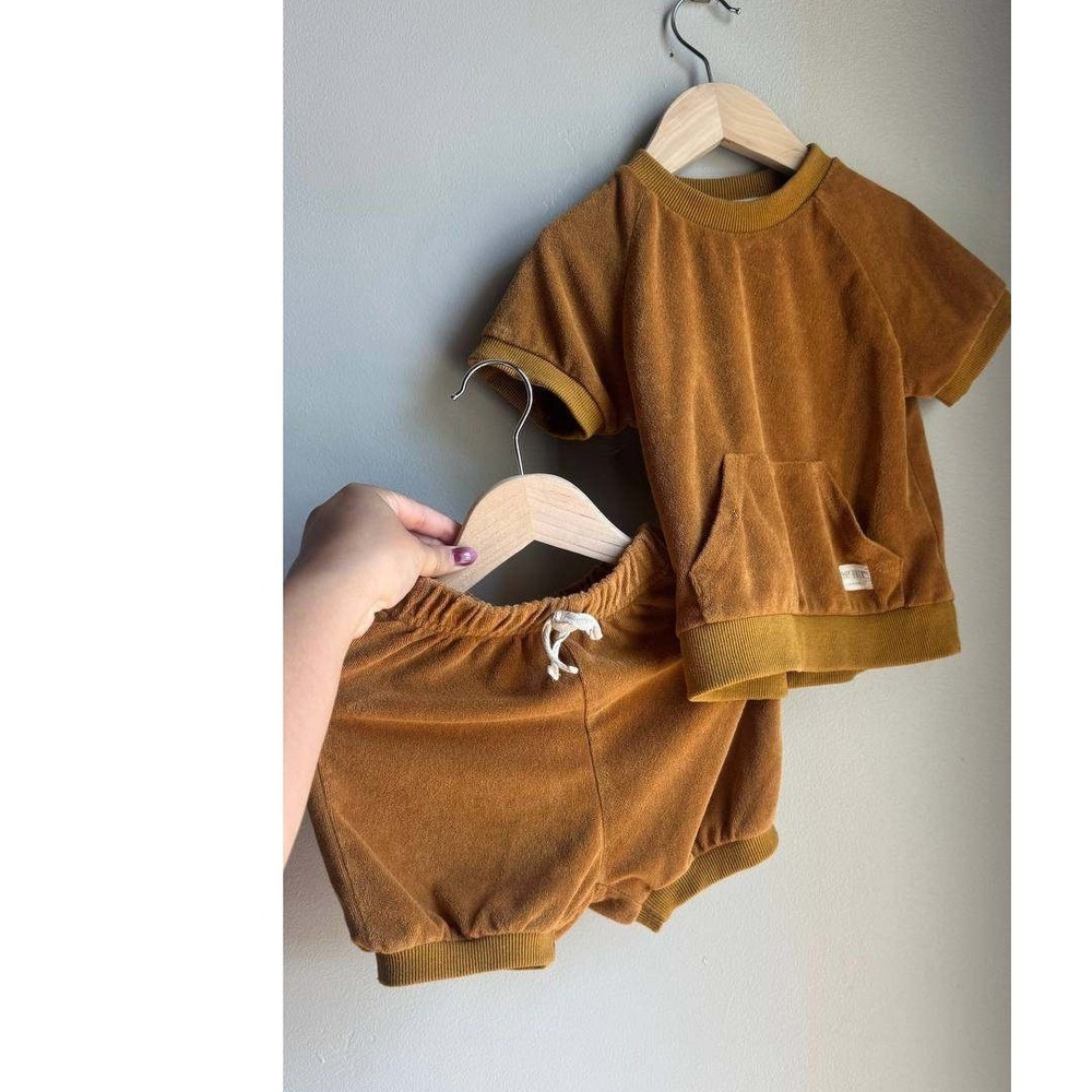 Baby Barn Terry Velour Tee Bloomer Shorts Set Scandi Baby Neutral Y2K Skate 2T